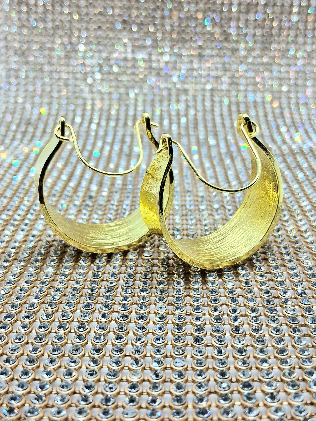 Gold Textured Hoop Earrings