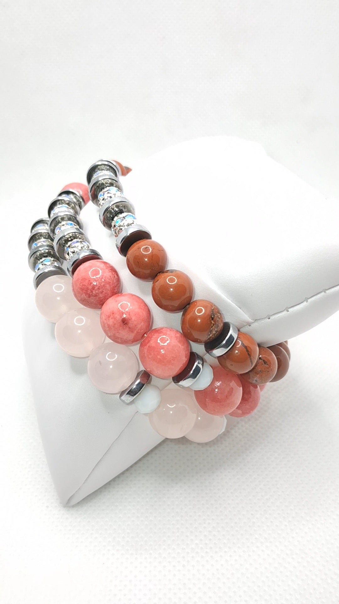 Pink Quartz And Jasper Bracelets