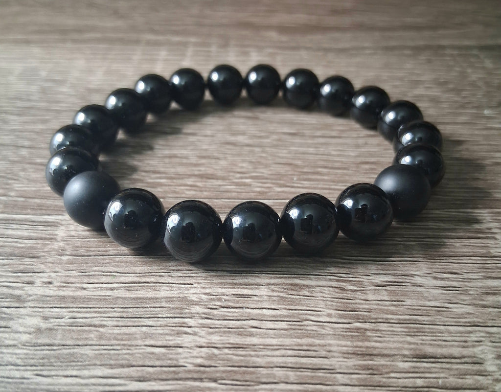 Black Obsidian Bead Streatch Bracelets