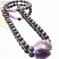 Natural Amethyst + Black Onyx Necklace/Bracelet Set