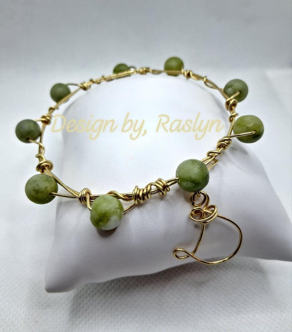 Jade Gemstone Initial Bracelet
